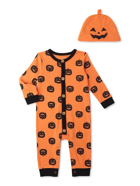 Halloween Way To Celebrate! Baby Boy and Girl Unisex Coverall and Hat Outfit Set, 2-Piece, Sizes 0-24M - Walmart.com Baby Pumpkin Outfit, Baby Boy And Girl, Halloween Romper, Pumpkin Outfit, Hat Outfit, Boy And Girl, Outfits With Hats, Outfit Set, Boys T Shirts