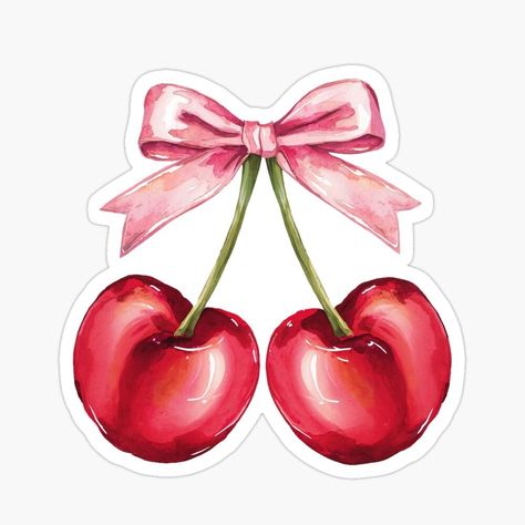 Coquette Cherries | Pink Bow Sticker for Sale Bow Sticker, Pink Bow, Drake, For Sale, Pink, Design