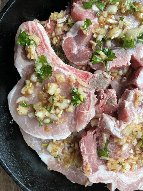 Spanish Pork Chops, Supper For Two, Spanish Pork, Healthy Pork Chops, Healthy Pork Chop Recipes, Baby Squid, Fish Taco Sauce, Roasted Ham, Healthy Pork