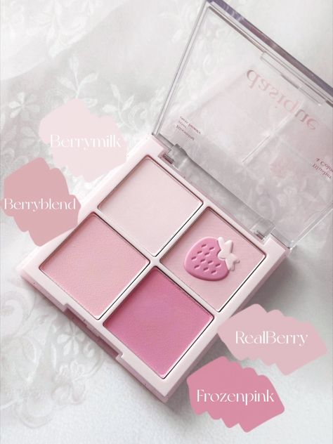 Cool Tone Makeup Products, Cool Tone Blush, Cool Toned Blush, Maquillaje Cute, Strawberry Blush, K Beauty Makeup, Futuristic Makeup, Cute Blush, Blush Beauty