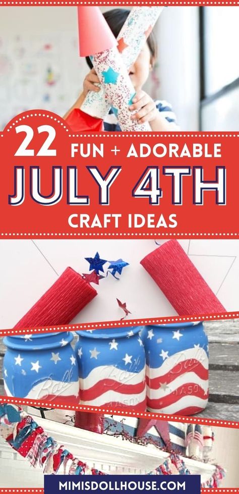 Looking for some fun Fourth of July craft ideas? This post is full of patriotic mantle ideas, DIY July 4th decorations, Fourth of July centerpieces and more! #fourthofjuly #july4 #patriotic #diy #holiday Fun and Patriotic Craft Ideas for the 4th of July. What better way to celebrate July 4th than some Let’s spruce up our homes with some fun and easy DIY Fourth of July craft ideas. Painted mason jars, glitter candles, banners and more! Fourth Of July Crafts, Patriotic Party Favors, 4th Of July Crafts, American Flag Crafts, Fourth Of July Crafts For Kids, Fireworks Craft, Flag Crafts, 4th July Crafts, Blue Crafts