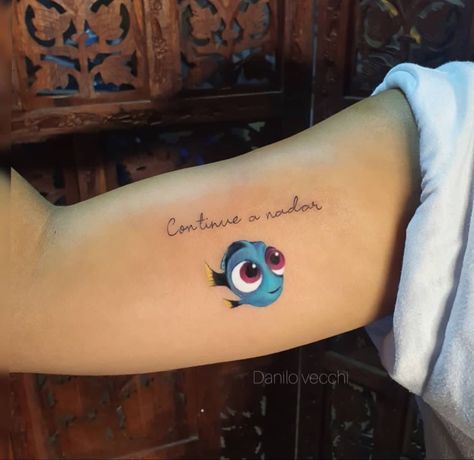 Dory Tattoo, Baby Dory, Baby Disney Characters, Tattoo Aesthetic, Disney Treats, Mermaid Tattoos, E Tattoo, Tattoo Feminina, Sun Tattoo