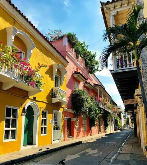 South America Architecture, Colombia Houses, Cartagena Aesthetic, Columbia Cartagena, Cuba Pictures, Marbella Beach, Colorful Buildings, Colombia Travel, Pondicherry