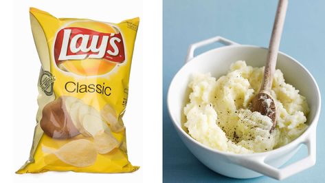 Potato chip mashed potatoes Potatoe Ideas, Sides Veggies, Yam Recipes, Make Mashed Potatoes, 3 Ingredient Dinners, Camping Tricks, Potato Chip Recipes, Lays Chips, Lays Potato Chips