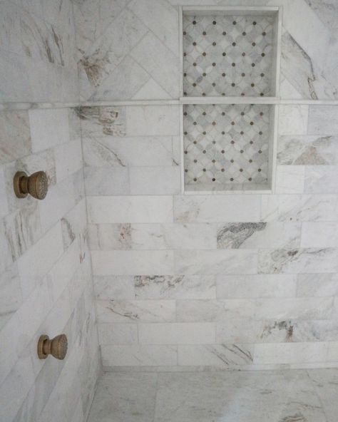 Happy FRIDAY! Today we’re sharing the master shower from the #prothroproject. This bianco orion marble is carried up on the ceiling… | Instagram Bianco Orion, Bianco Orion Marble Bathroom, Bianca Orion Marble Bathroom, Marble Showers, Master Shower, Marble Tile, Marble Bathroom, Marble Mosaic, Master Bath