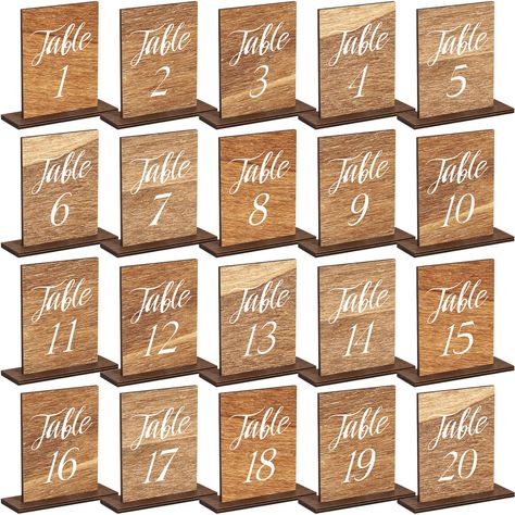 PRICES MAY VARY. What You Will Get: this package comes with 20 pieces table numbers from number 1 to number 20, the quantity is sufficient that can meet your wedding party decorative needs; You can also share them with others Reliable and Long Lasting: these table numbers for wedding reception are made of wood material, reliable and sturdy, will not tear or break easily, the words on them are clearly printed that will not fade easily, you can buy them with confidence Proper Size: each wooden tab Wooden Table Wedding, Wooden Table Numbers Wedding, Card Table Sign, Wood Table Numbers, Table Numbers Wedding Rustic, Rustic Table Numbers, Centerpieces For Tables, Wooden Table Numbers, Restaurant Party