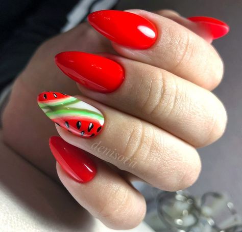 Nail Art 2023, Make Nails, Summer Nails Art, Fruit Nail Designs, Pop Art Nails, Fruit Nail Art, Watermelon Nails, Tropical Nails, Beauty Nails Design