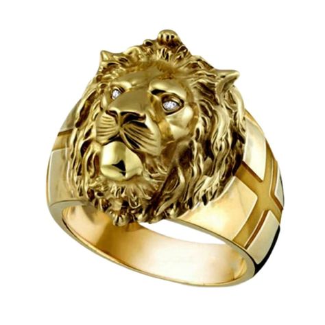 Golden Lions, Lion Ring, Ring Man, Gold Lion, Head Ring, Animal Rings, Trendy Ring, Estilo Punk, Gold Alloys