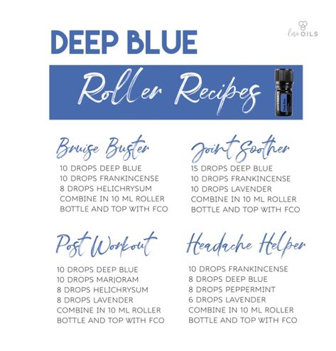 Deep Blue Doterra, Doterra Oils Recipes, Doterra Blends, Roller Bottle Recipes, Doterra Essential Oils Recipes, Love Oil, Doterra Oils, Essential Oil Blend, Roller Bottle