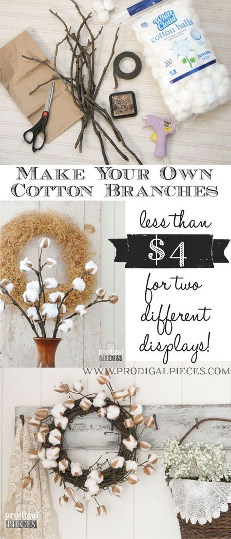 DIY Farmhouse Cotton Branches - A Video Tutorial by Prodigal Pieces www.prodigalpieces.com #prodigalpieces Country Decor Ideas, Country Shabby Chic Decor, Cocina Shabby Chic, Cotton Branches, Branches Diy, Shabby Chic Home Decor, Shabby Chic Home, Decor For Kitchen, Decor Ikea