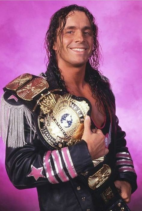 WWF Champion Bret The Hitman Hart Wwe Belts, Wwf Superstars, Jesse Ventura, Hitman Hart, Bret Hart, Wwe Pictures, Wwe Legends, Shawn Michaels, Wwe World