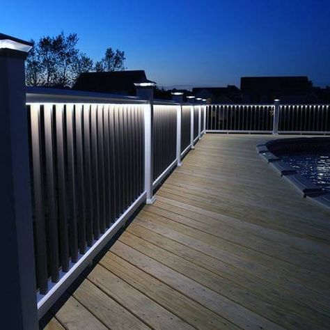 Top 60 Best Deck Lighting Ideas - Outdoor Illumination Deck Lighting Ideas, Outdoor Deck Lighting, Led Deck Lighting, Step Lights, Stair Lights, Building A Porch, Strip Led, Deck Lights, Fence Lighting