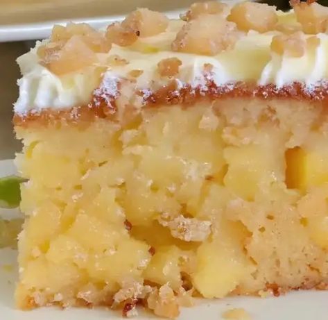 Southern Pineapple Cake – Naomi's Recipes Pineapple Cake Recipe, Pineapple Desserts, Coconut Frosting, Warm Cake, Crunchy Pecans, Pineapple Cake, Piece Of Cake, Moist Cakes, Toasted Coconut