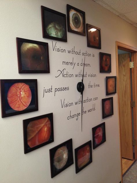 "Vision without action is only a dream; Action without vision just passes the time; Vision with passion can change the world!" http://www.facebook.com/#!/pages/Bauer-Clausen-Optometry/125840857495045 Optometry Office Ideas, Optometry Aesthetic, Optometry Office Design, Eye Doctor Office, Optometry Art, Optician Marketing, Optometrist Office, Eyewear Store Design, Optometry Office