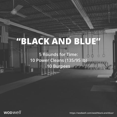 "Black and Blue" WOD - 5 Rounds for Time: 10 Power Cleans (135/95 lb); 10 Burpees Squat Clean, Wods Crossfit, Crossfit Workouts Wod, College Workout, Fitness Mindset, Crossfit At Home, Crossfit Wods, Wod Workout, Crossfit Wod