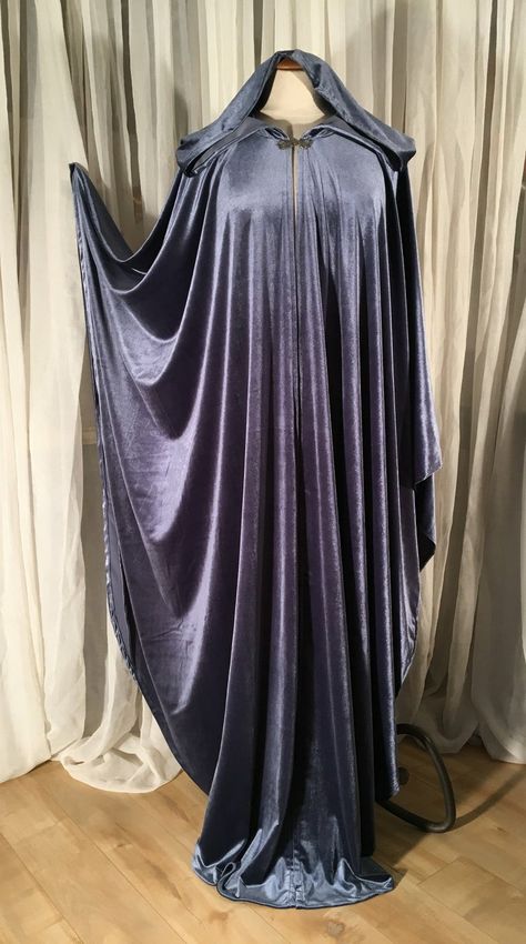 Arwen cloak. Comes with clasp choices. Percy Jackson Musical, Velvet Cloak, Wizard Party, Star Wars Fashion, Fantasy Dress, Stretch Velvet, Full Circle, Green Velvet, Steel Blue