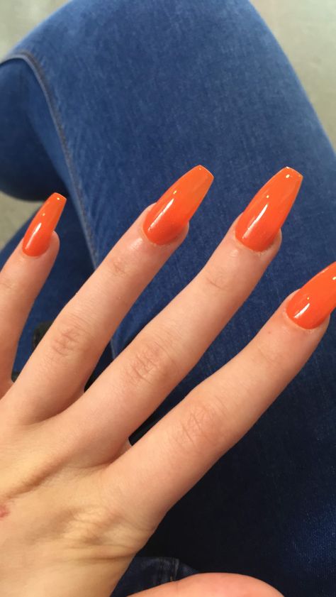 Orange Nails Coffin Long, Orange Ballerina Nails, Long Orange Acrylic Nails, Orange Coffin Nails, Orange Acrylic Nails, Halloween Acrylic, Halloween Acrylic Nails, Animal Nails, Long Acrylic