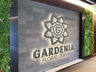 Logo Mock-up by Smart Works Backlit Logo, Business Signs Outdoor, Entrance Signage, Signs Business, Backlit Signs, Wayfinding Design, Florist Design, Wall Tiles Design, Wall Logo