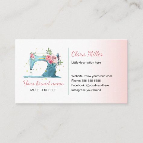 Sewing Business Logo, Watercolor Business Cards, Hairstylist Business Cards, Business Card Design Inspiration, Visiting Card Design, Business Card Design Creative, Card Watercolor, Sewing Business, Modern Business Cards