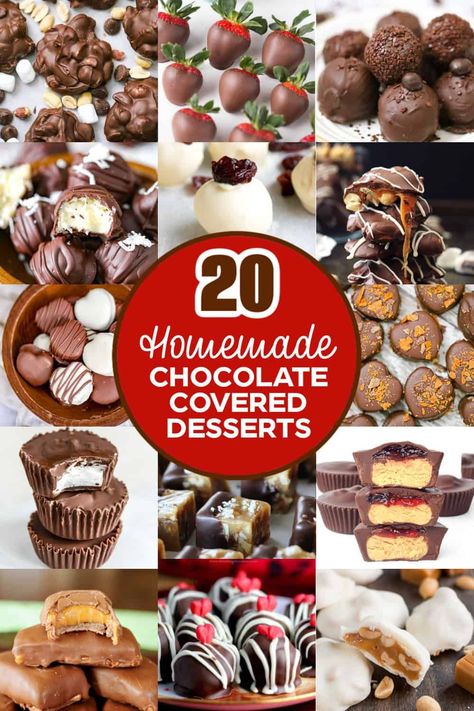 20 Decadent Chocolate Covered Passions for Your Valentine's Day treats!! Checkout these easy homemade easy chocolate desserts that make great Valentine's day gifts, treats and Valentine's day part Dipped Chocolate Treats, Chocolate Dipped Candy, Valentines Party Food, Chocolate Covered Desserts, Chocolate Valentine, Chocolate Candy Recipes, Best Chocolate Desserts, Easy Chocolate Desserts, Peanut Butter Candy