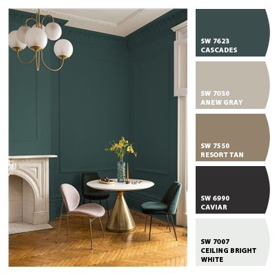 Sherwin Williams Cascades Bathroom, Cascades Paint Sherwin Williams, Home Office Color Pallet, Cascades Green Sherwin Williams, Cascade Paint Color, Wherein Williams Cascades, Cascades Sherwin Williams Bedroom, Sherwin Williams Cascades Bedroom, Cascades Paint Color