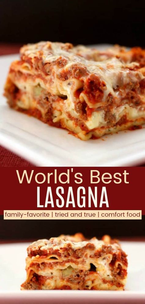 Easy Lasagna Recipe With Ricotta, World's Best Lasagna, Worlds Best Lasagna, Lasagna Recipe With Ricotta, Recipes Lasagna, Classic Lasagna Recipe, Best Lasagna Recipe, Best Lasagna, Traditional Pasta