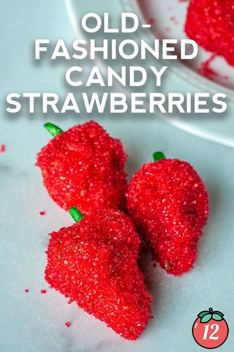 These fashioned candy strawberries are a throwback recipe that many of us remember from childhood. Strawberry Candy Recipe, Sugar Coated Strawberries, Strawberry Candies, Candy Strawberries, Candied Strawberries, Lunch Lady Brownies, Milk Diet, Flavored Cream Cheeses, Tomatoes Recipes