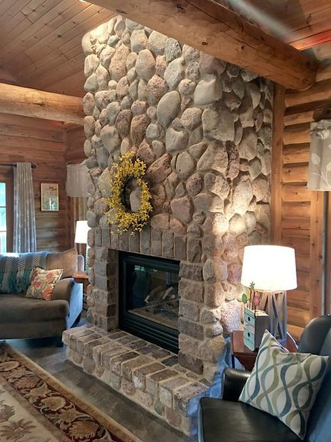 Granite Cobbles | This fireplace uses Granite Cobbles to cre… | Flickr Cobblestone Fireplace, Wall To Wall Carpet, Dream Cottage, Fireplace Remodel, Fireplace Ideas, Wood Fireplace, Wall Carpet, Stone Fireplace, To Create