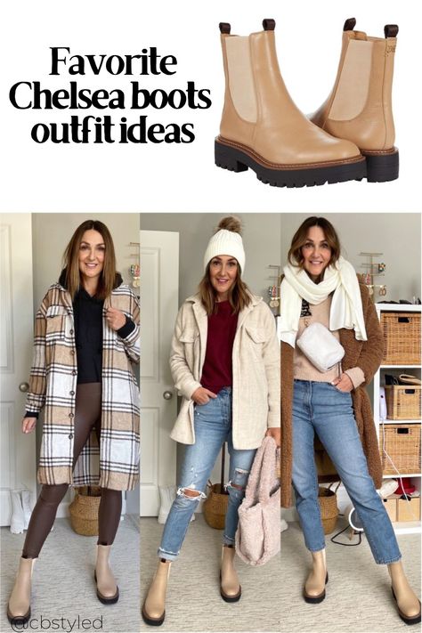 Beige Lug Sole Boots Outfit, Chunky Sole Boots Outfit, Boots Fall 2023, 2023 Boot Trends, 2023 Boots Trends Women, Tan Chelsea Boots Women Outfit, Beige Ankle Boots Outfit, Winter Boots Women Outfits, Chelsea Boots Women Outfit