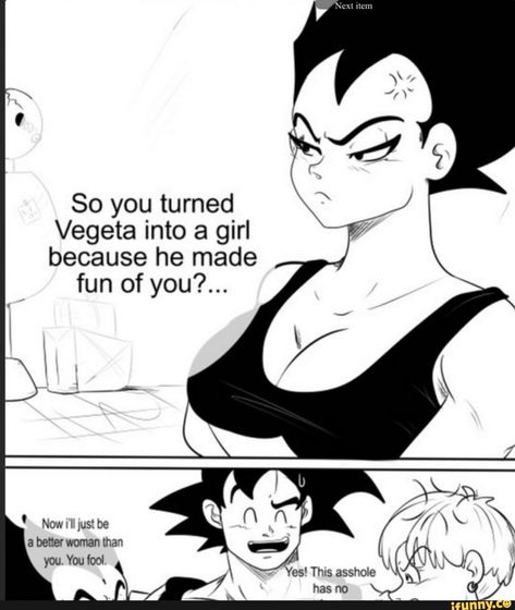 Female Goku, Dbz Funny, Dbz Memes, Goku Pics, Funny Dragon, Dbz Characters, Funny Memes About Girls, Funny Comic Strips, Dragon Ball Super Manga