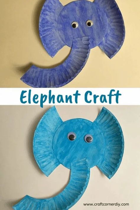 Elephant Craft, Zoo Crafts, Zoo Animal Crafts, Paper Plate Animals, Elephant Crafts, Toddler Arts And Crafts, Preschool Art Activities, Puffy Paint, Animal Crafts For Kids