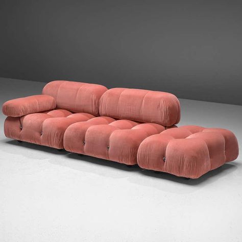 For Sale on 1stdibs - Mario Bellini, modular 'Cameleonda' sofa in pink fabric, Italy, 1972. The sectional elements of this sofa can be used freely and apart from one another. Modular Couch, Mario Bellini, Modular Lounges, White Upholstery, Modern Sofa Sectional, Beautiful Sofas, Plywood Furniture, Lounge Sofa, Bellini