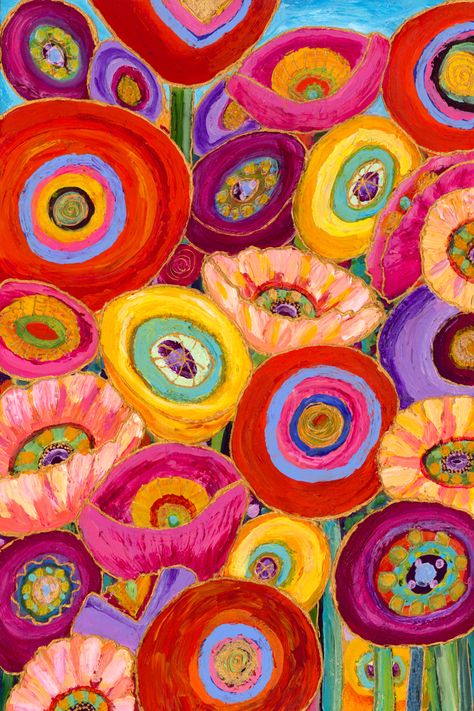 Paintings Of Flowers, Flowers And Animals, Whimsical Art Paintings, Canvas For Beginners, Abstract Flower Art, Soyut Sanat Tabloları, Abstract Flower Painting, Colorful Abstract Art, Flower Art Painting