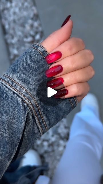 Red Cat Eye, December Nails, La Nails, Winter Nail Art, Red Cat, December 17, Winter Nails, Christmas Nails, Cat Eye