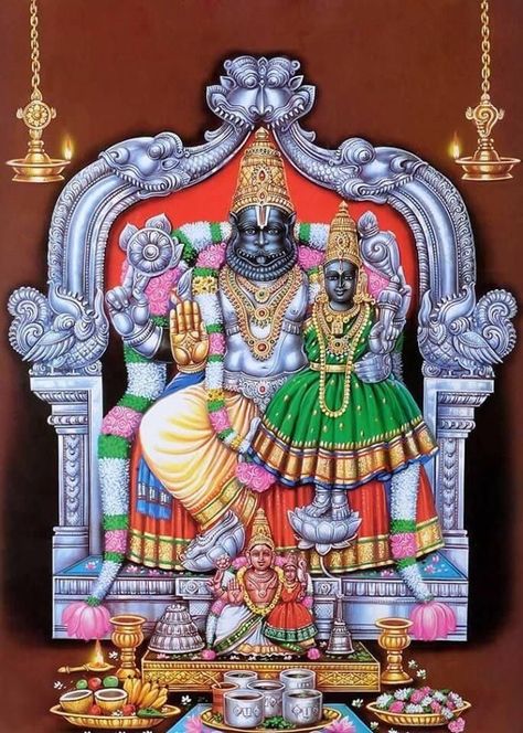 image Lakshmi Narsimha, Lakshmi Narasimha, Mysore Painting, Saraswati Goddess, Lord Murugan Wallpapers, Lakshmi Images, Lord Krishna Hd Wallpaper, Lord Shiva Family, Temple Art