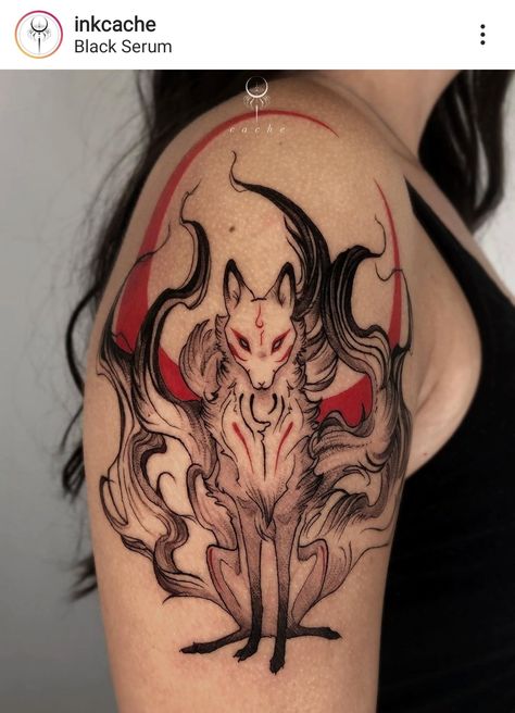 Illustrative Fox Tattoo, Tato Naruto, Kitsune Tattoo, Tatuaje Studio Ghibli, Tato Maori, Tato Henna, Muster Tattoos, Tatuaje A Color, Fox Tattoo