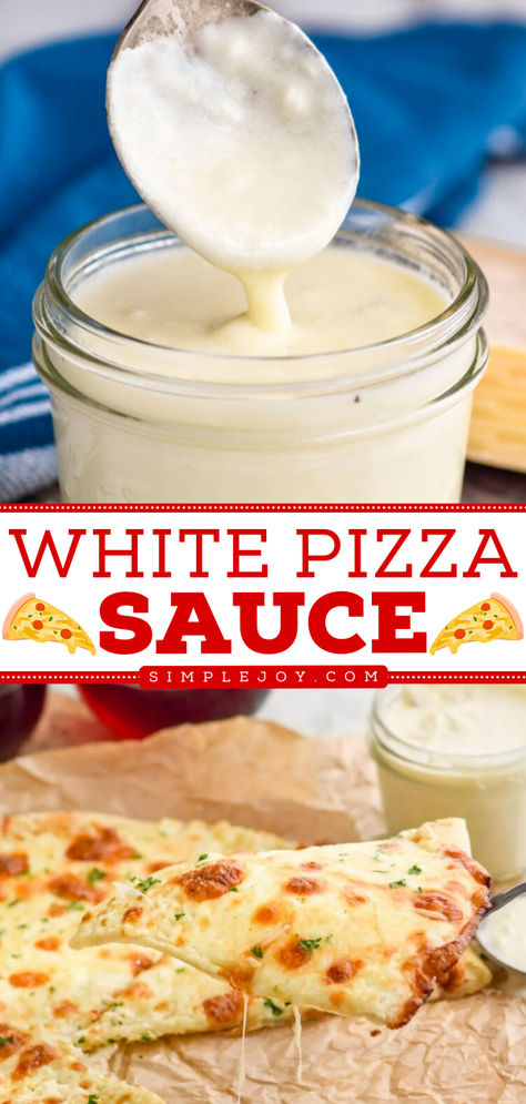 White Pizza Sauce is a simple and creamy white sauce that is perfect for white pizza! Garlic Butter For Pizza, Ww Sauces, Pizza Sauce Easy, White Pizza Sauce, Alfredo Sauce Recipe Easy, Compound Butters, Alfredo Sauce Recipe Homemade, Garlic Pizza, Pizza Crusts