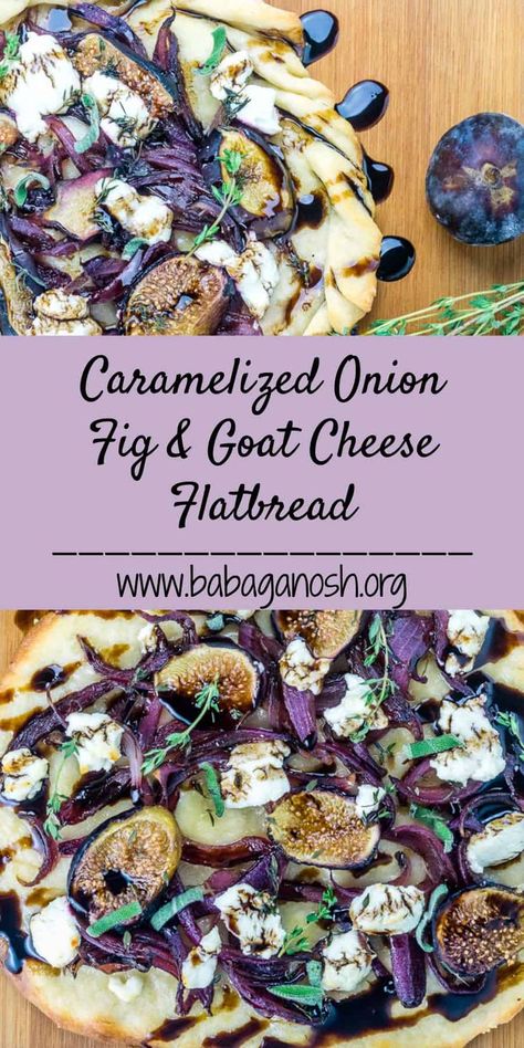 Fig Flatbread, Goat Cheese Flatbread, Vegetarian Flatbread, Flatbread Toppings, Fig And Goat Cheese, Two Ingredient Dough, Fig Pizza, Goats Cheese Flatbread, Flatbread Pizzas