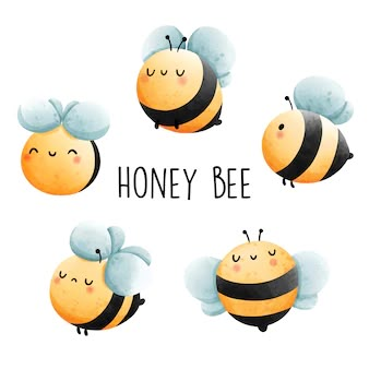 Cute Honey Bee Illustration, Bee Cute Art, Bee Illustration Cute, Cute Honey Bee Drawing, Pollen Illustration, Cartoon Bumble Bee, Cartoon Honey Bee, Honey Bee Illustration, Bees Illustration