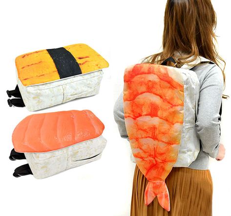 These Backpacks From Japan Look Like Giant Sushi Genius Inventions, Japan Cute, Kawaii Planner, Sushi Design, Baby Doll Nursery, Food Gallery, Cloth Design, Everyday Clothing, Cute School Supplies