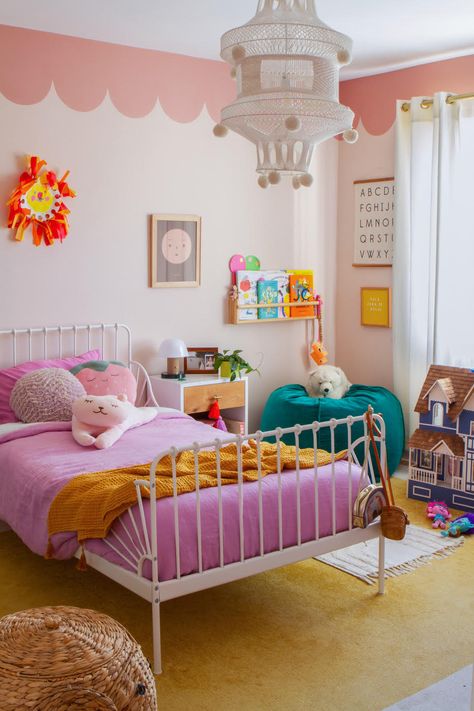 A Family Home Bursting With Color and Mexican Heritage | A Cup of Jo Kids Rooms Inspo, Big Girl Bedrooms, Toddler Girl Room, Bedroom Wall Paint, Kids Room Inspiration, Girl’s Room, Toddler Bedrooms, Big Girl Rooms, Bedroom Paint