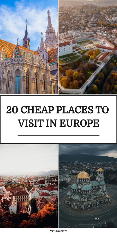 20 affordable travel destinations in Europe, featuring scenic architecture and cityscapes. Cheap European Cities, Cheap Travel Destinations, Cheap Places To Visit, Places To Visit In Europe, Vacation Fund, Budget Friendly Travel, European Destination, Winter Destinations, Cities In Europe