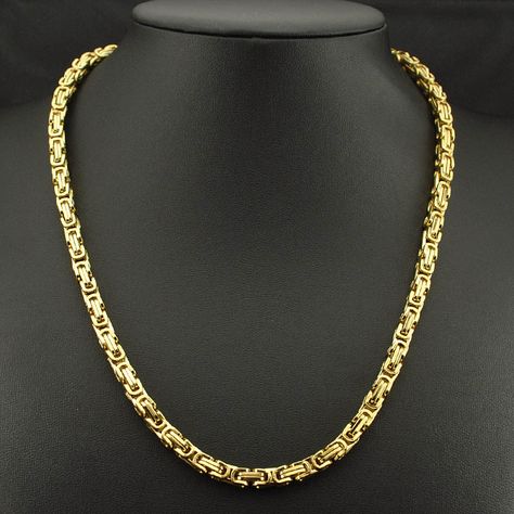 Chains Men Jewelry, Chains Men, Mens Gold Chain Necklace, Couple Ring Design, Byzantine Necklace, Men Chain, Pakistani Bridal Jewelry, Real Gold Chains, Jewelry Knowledge