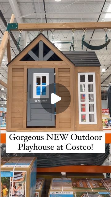 Costco Empties on Instagram: "Gorgeous New Playhouse @costco  #costco_empties #costco #costcofinds #playhouse #playhouses #outdoors #outdoorplay #outdoorplayspace #outdoorlife ##outdoorliving" Kids Playhouse Decorating Ideas, Backyard Playhouse Landscaping, Play House Ideas Backyard, Outdoor Playhouse Interior Ideas, Playhouse Decorating Ideas, Diy Playhouse Outdoor, Playhouse Ideas Outdoor, Play House Outdoor, Outdoor Playhouse Interior