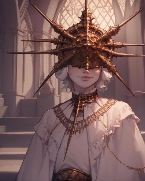 A woman in a white dress and a crown with spikes on her head - SeaArt AI Gwyndolin Fanart, Eldritch Demon, Dark Sun Gwyndolin, Dark Souls Game, Demon Queen, Dark Sun, Praise The Sun, Soul Game, Demon Souls