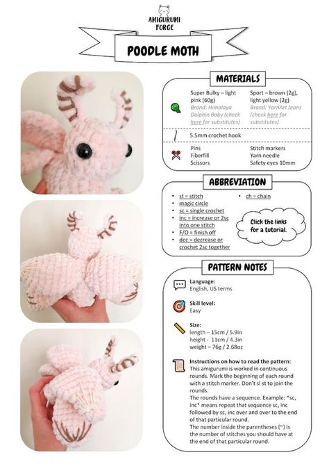 Crochet Poodle Moth Pattern, Fluffy Poodle Moth Amigurumi with Fluffy yarn, Kawaii Amigurumi, Crochet Insect Toy DIY Crochet toys free patterns easy #crochettoysfreepatternseasy #crochet #crochettoy #crochetpattern #crochetpatterns 4.579 Crochet Insect, Holiday Amigurumi, Crochet Poodle, Toys Quotes, Poodle Moth, Crochet Stuffed Animals, Moth Pattern, Kawaii Amigurumi, Crochet Baby Projects