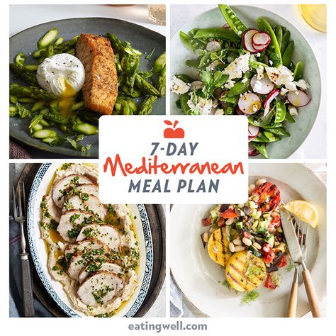 Mediterranean Meal Plan, Mediterranean Diet Meal Plan, Easy Mediterranean Diet Recipes, Mediterranean Diet Plan, Low Carb Diets, The Mediterranean Diet, Healthy Benefits, Diet Vegetarian, Diet Menu