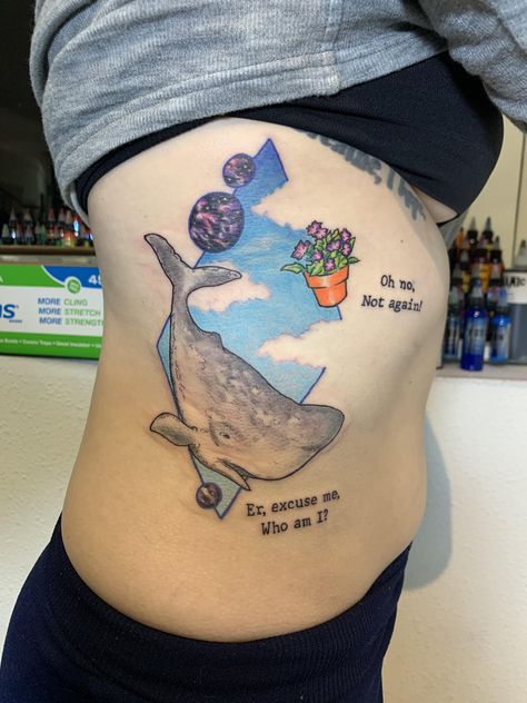 Hitchhikers Guide to the Galaxy tattoo by Rowan Rhys @ True Love Tattoo in Seattle. #tattoos #tattoo #beauty Hitchhiker's Guide To The Galaxy Tattoo, Hitchhikers Guide To The Galaxy Tattoo, Seattle Tattoos, The Galaxy Tattoo, Tattoos Galaxy, Guide Tattoo, True Love Tattoo, 42 Tattoo, Hitchhiker's Guide To The Galaxy