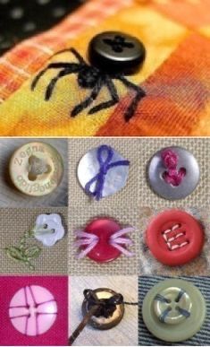 Detail Couture, Motifs Perler, 자수 디자인, Diy Sewing Clothes, Button Art, Button Crafts, Crazy Quilts, Embroidery And Stitching, Cute Crafts