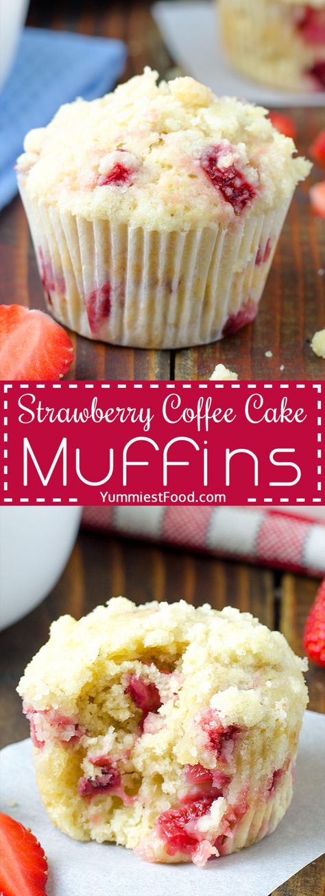 Strawberry Coffee Cake, Coffee Cake Muffin Recipes, Muffins Blueberry, Strawberry Coffee, Coffee Cake Muffins, Strawberry Season, Cake Muffins, Strawberry Muffins, Good Coffee